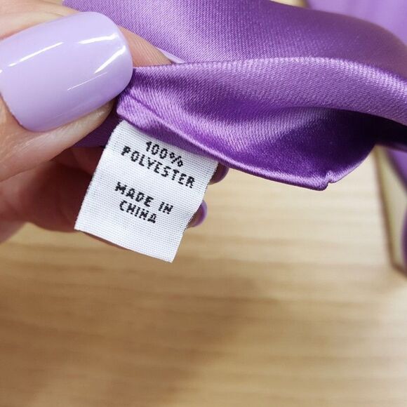 TAYION Mens Neck Tie Gold Purple Satin Colorblock Classic Pointed - Picture 3 of 6